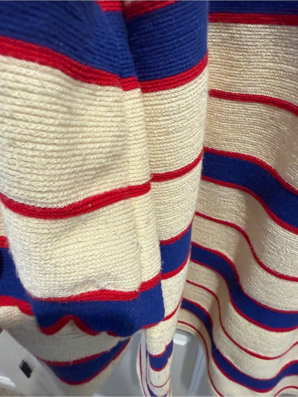 Striped V-Neck Polo Sweater Dress - Cream & Blue - Picture 4 of 6